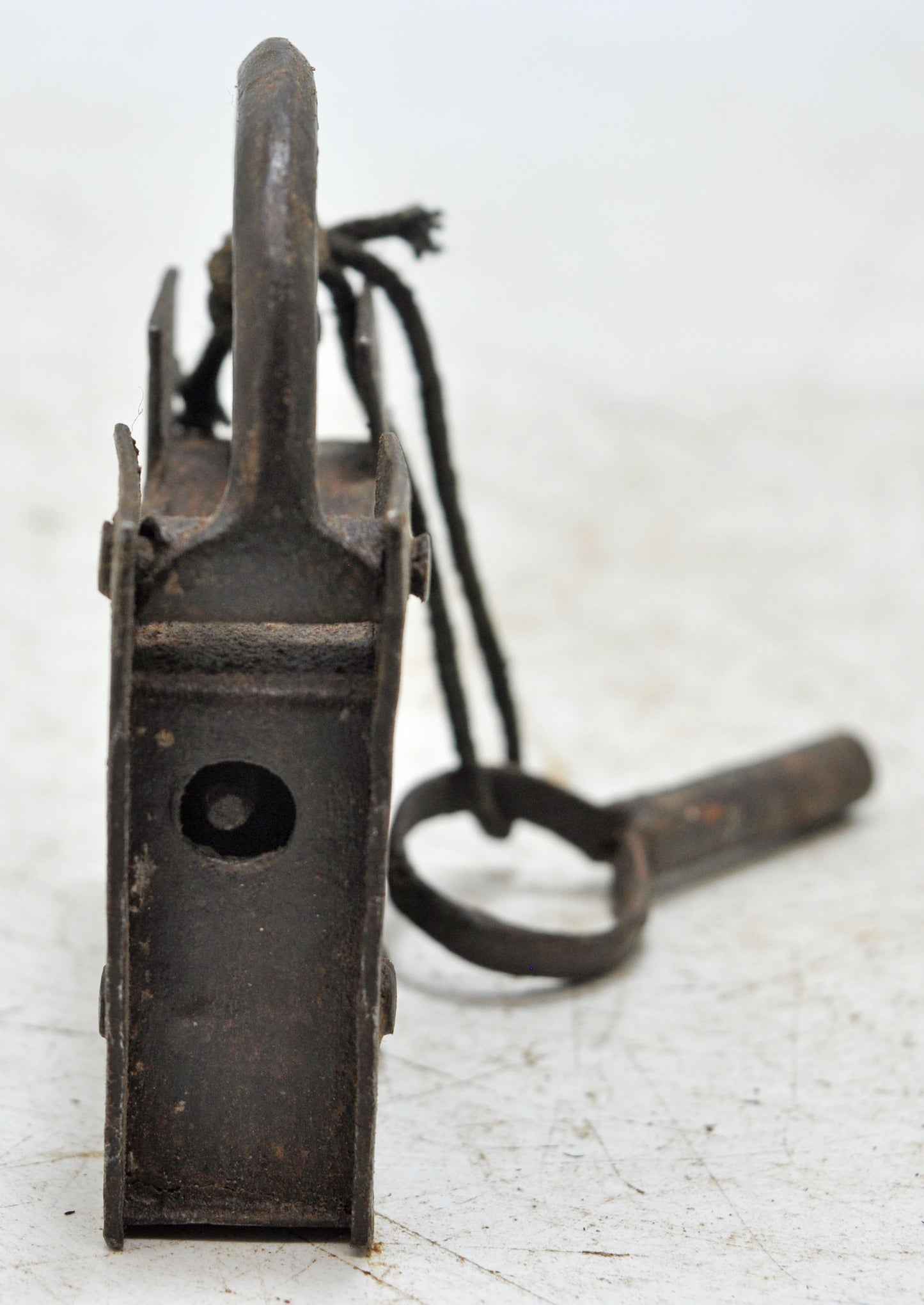 Antique Iron Spring Lever System Pad Lock Original Old Hand Crafted Engraved Working