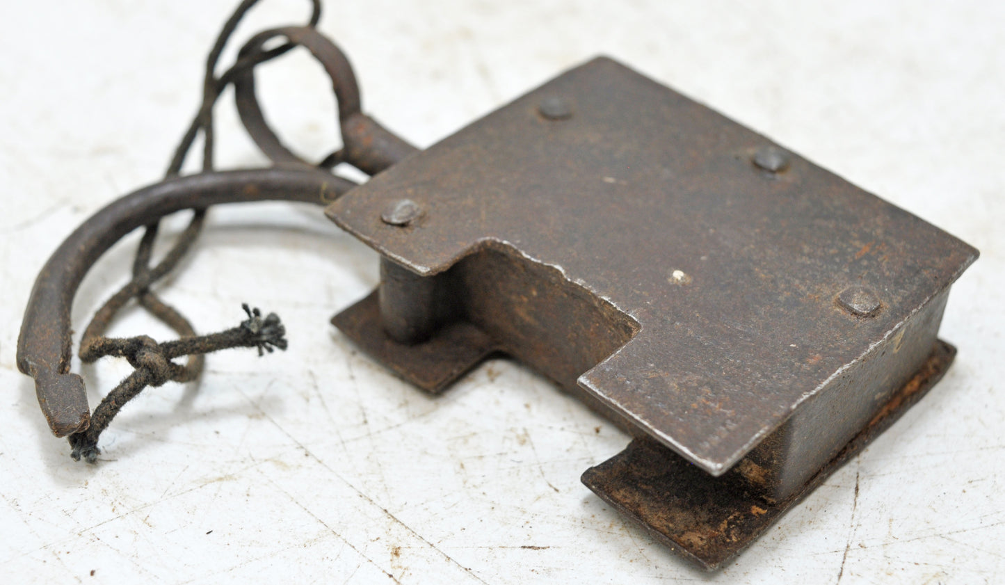 Antique Iron Spring Lever System Pad Lock Original Old Hand Crafted Engraved Working