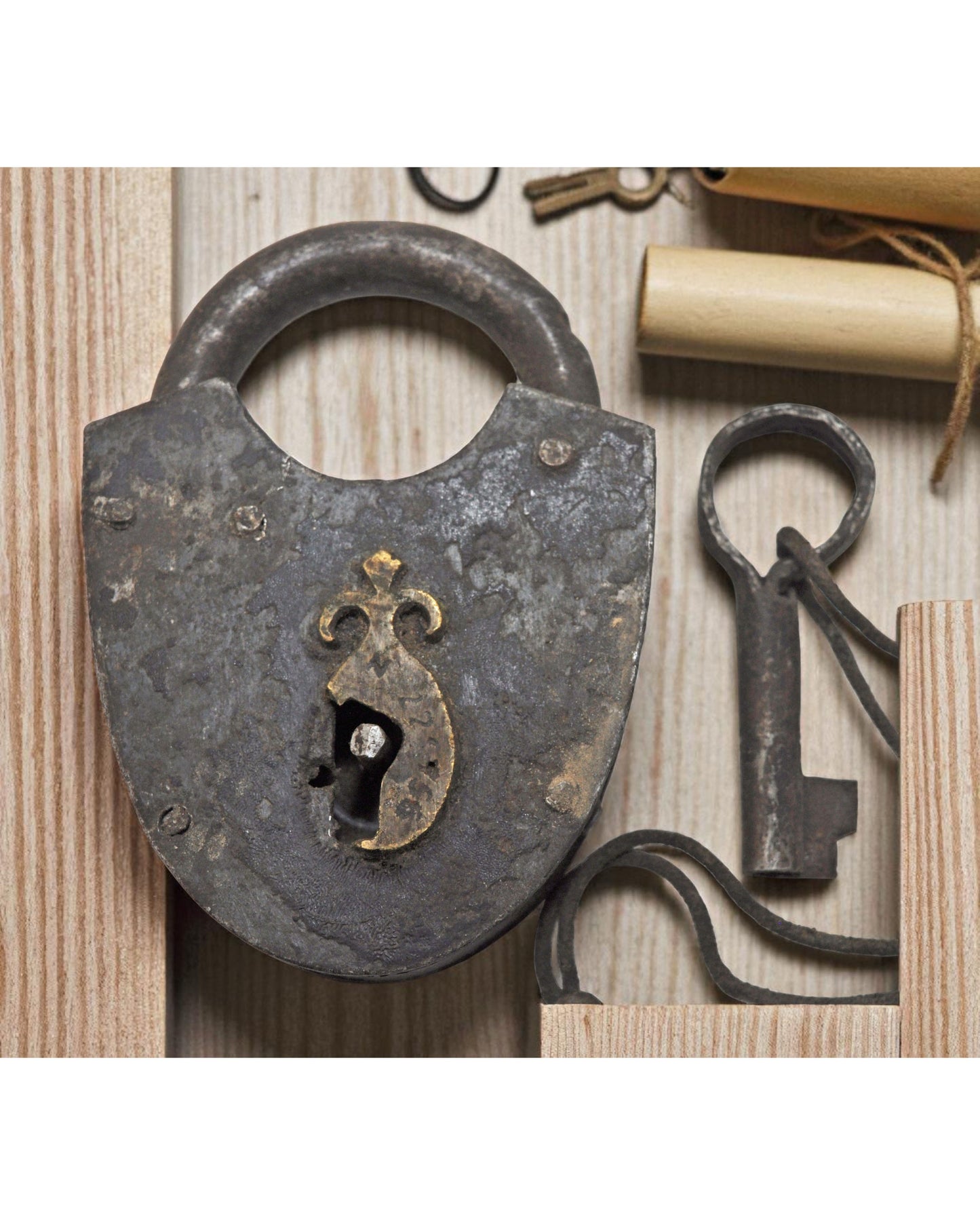 Antique Iron Large Size Pad Lock With Key Original Old Hand Crafted Working