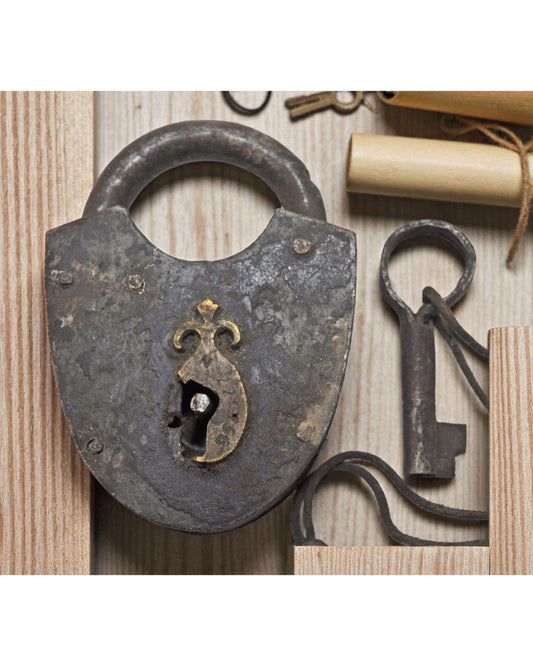Antique Iron Large Size Pad Lock With Key Original Old Hand Crafted Working
