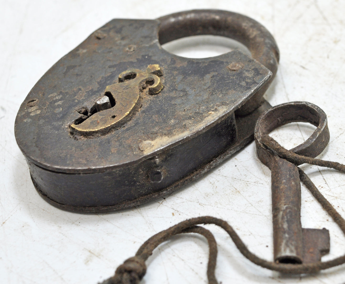 Antique Iron Large Size Pad Lock With Key Original Old Hand Crafted Working