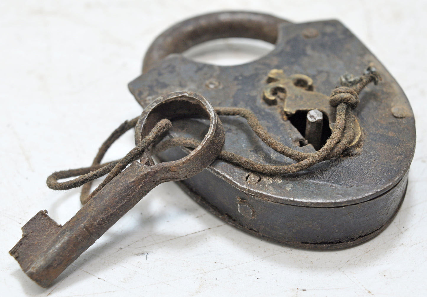 Antique Iron Large Size Pad Lock With Key Original Old Hand Crafted Working