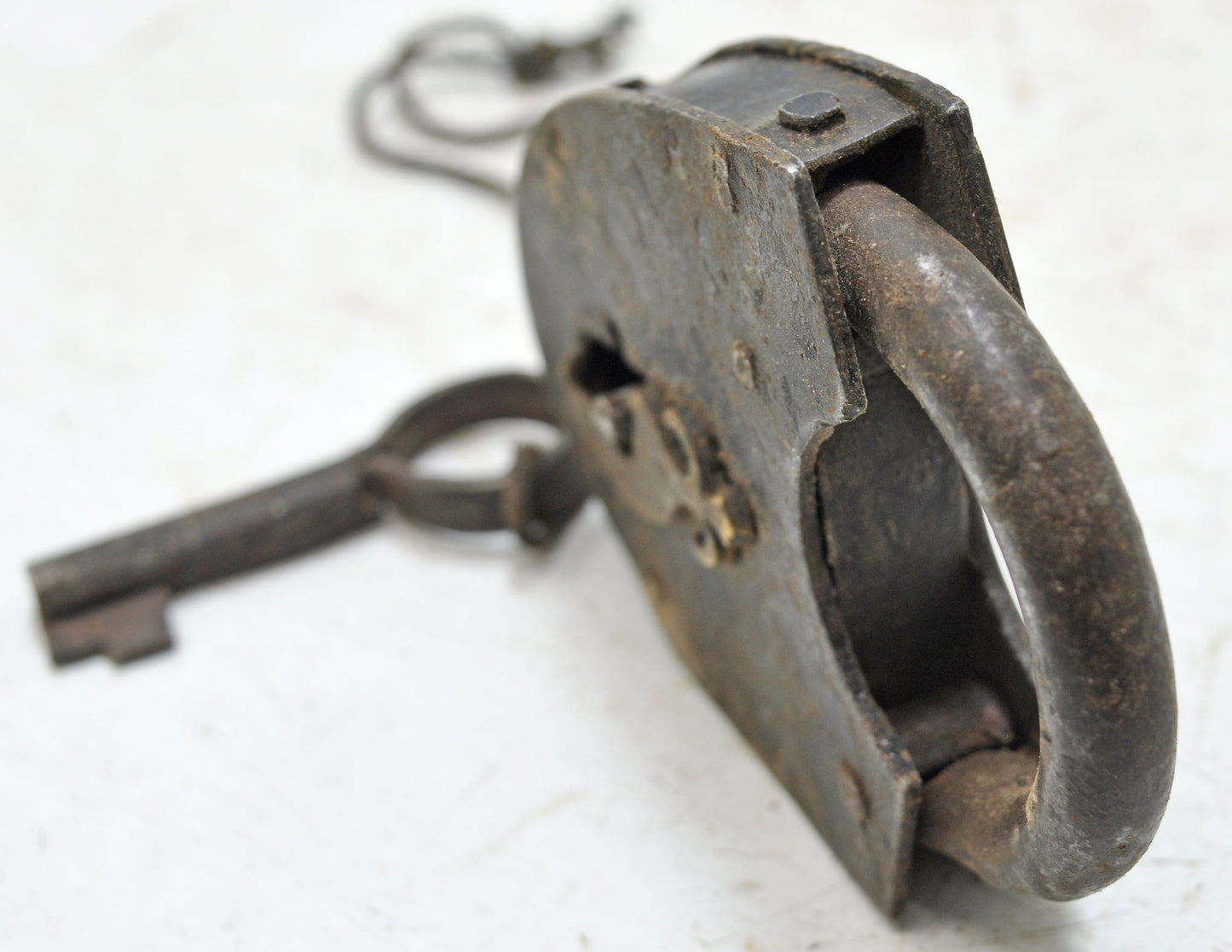 Antique Iron Large Size Pad Lock With Key Original Old Hand Crafted Working
