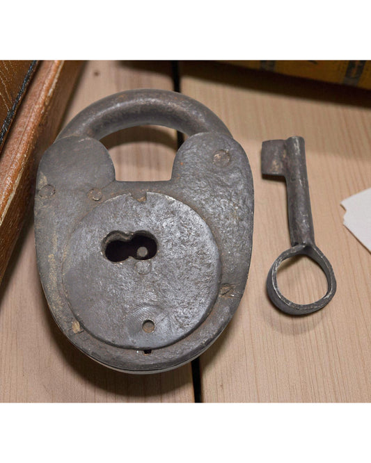 Antique Iron Large Size Pad Lock With Key Original Old Hand Crafted Working