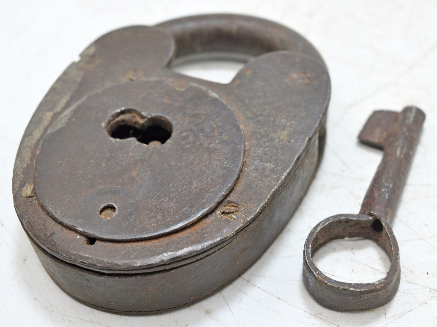 Antique Iron Large Size Pad Lock With Key Original Old Hand Crafted Working