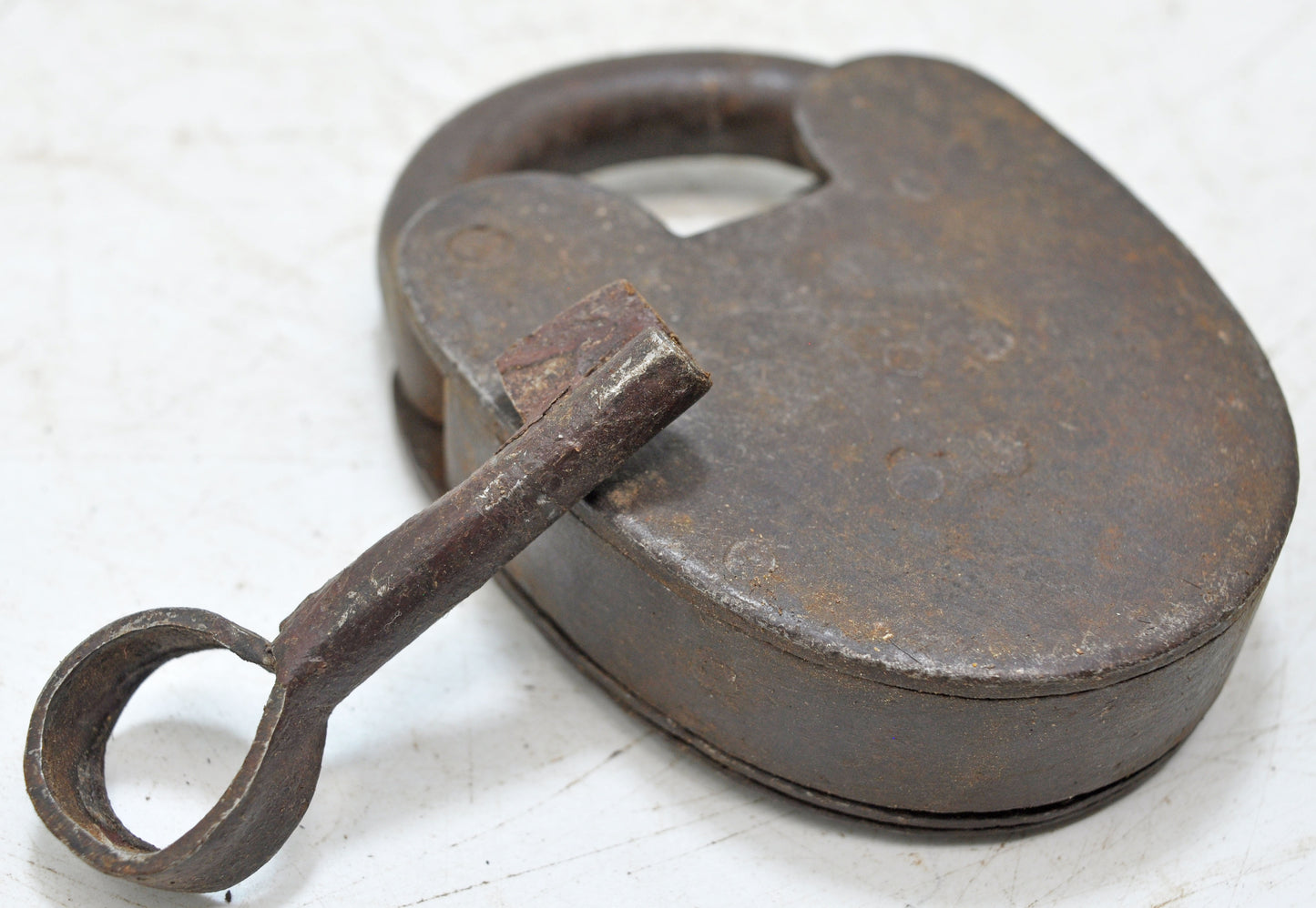 Antique Iron Large Size Pad Lock With Key Original Old Hand Crafted Working