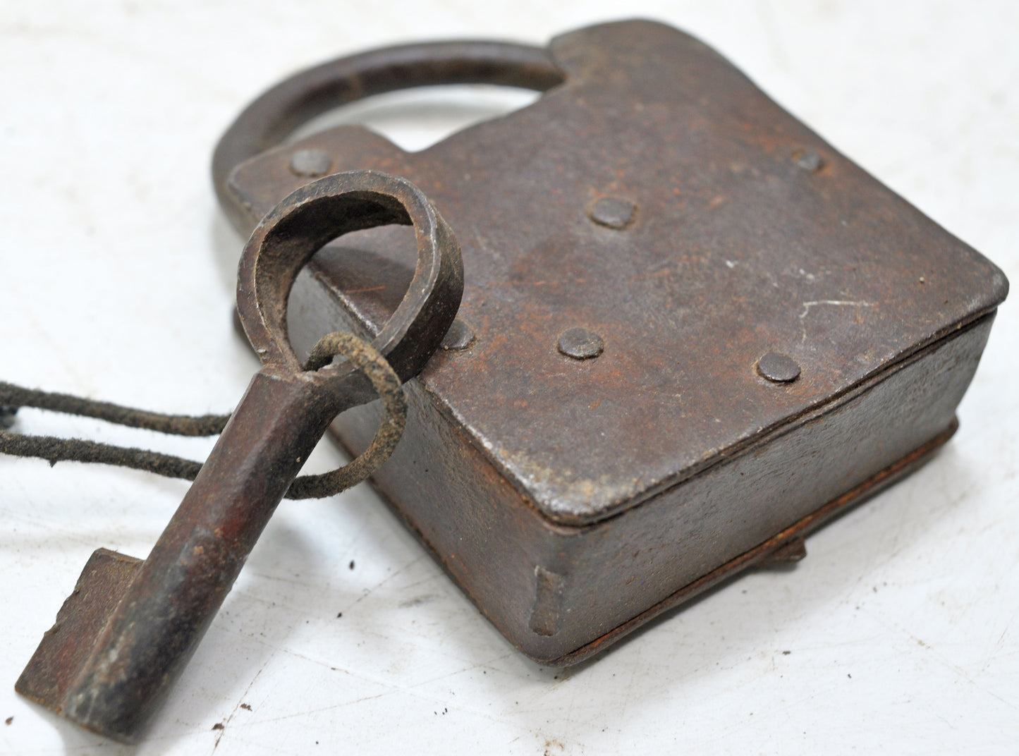 Antique Iron Large Size Pad Lock With Key Original Old Hand Crafted Working