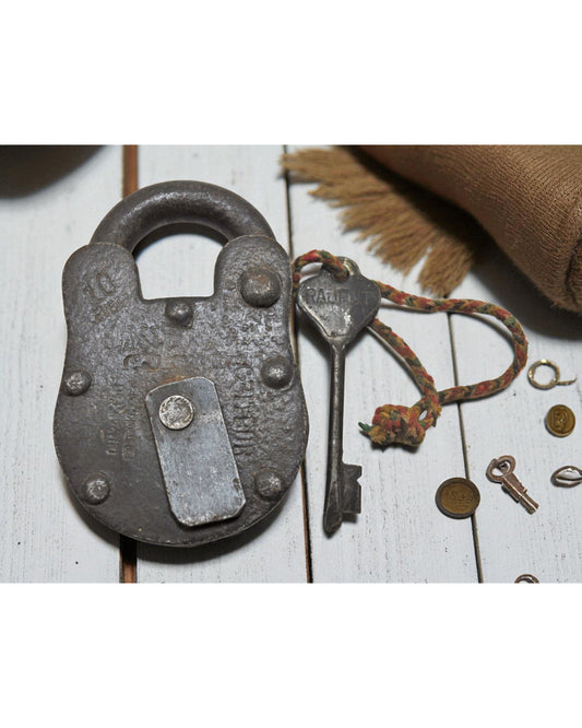 Antique Iron Levers System Pad Lock With Key Original Old Hand Crafted Working