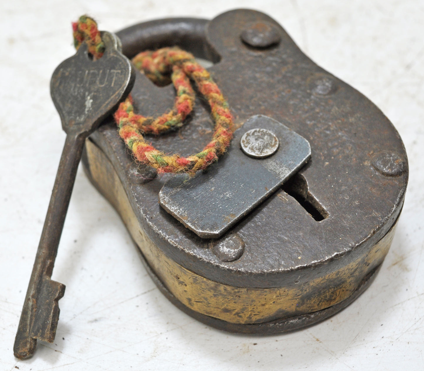Antique Iron Levers System Pad Lock With Key Original Old Hand Crafted Working