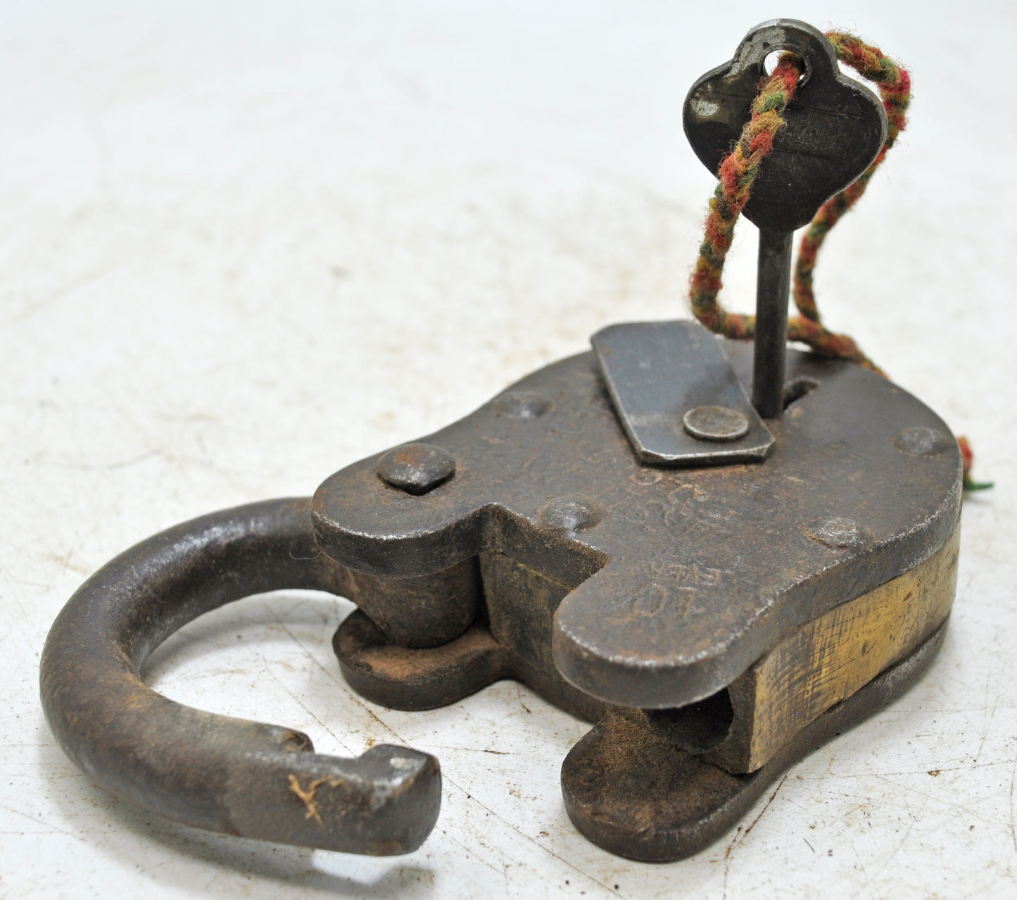 Antique Iron Levers System Pad Lock With Key Original Old Hand Crafted Working