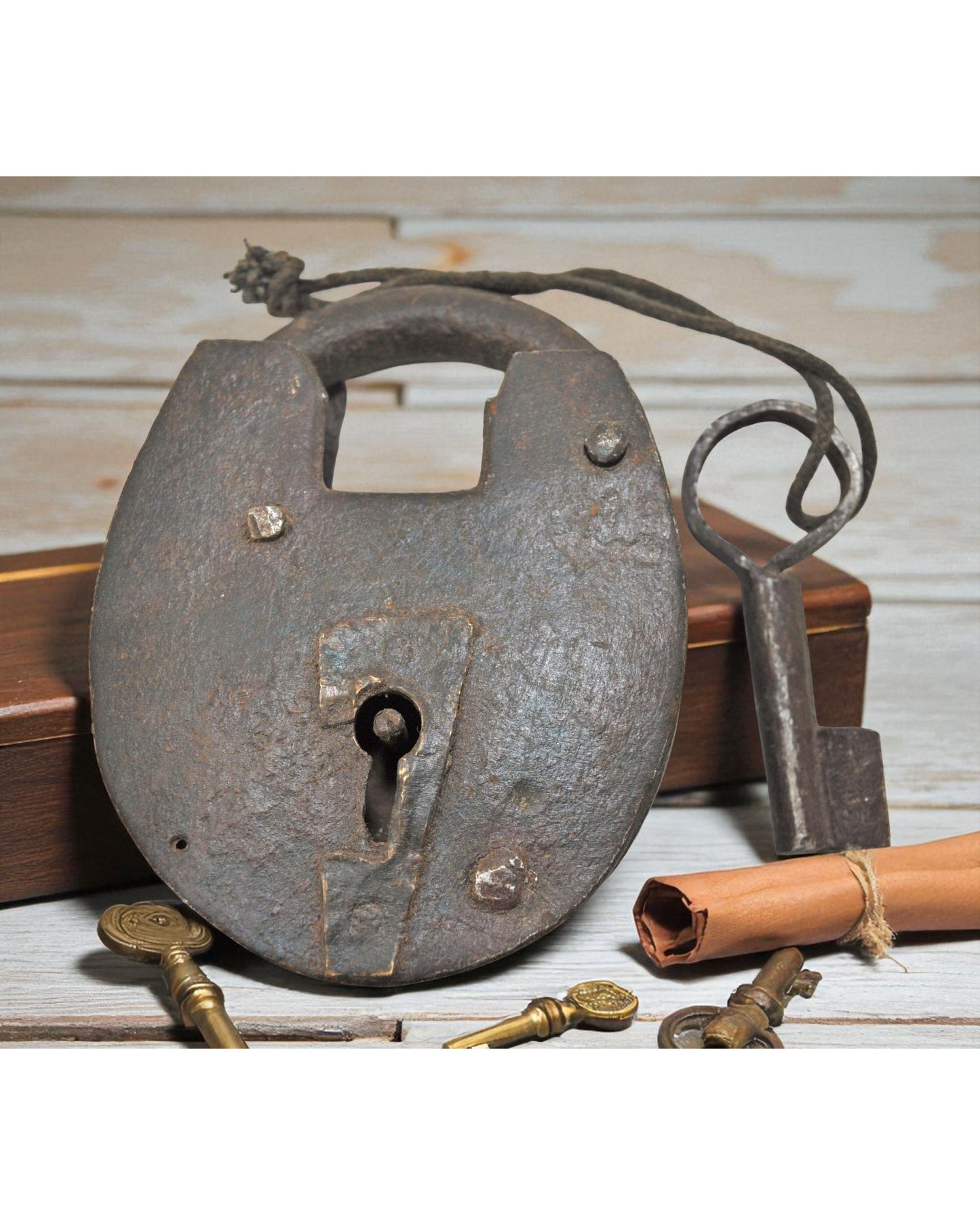 Antique Iron Levers System Pad Lock With Key Original Old Hand Crafted Working