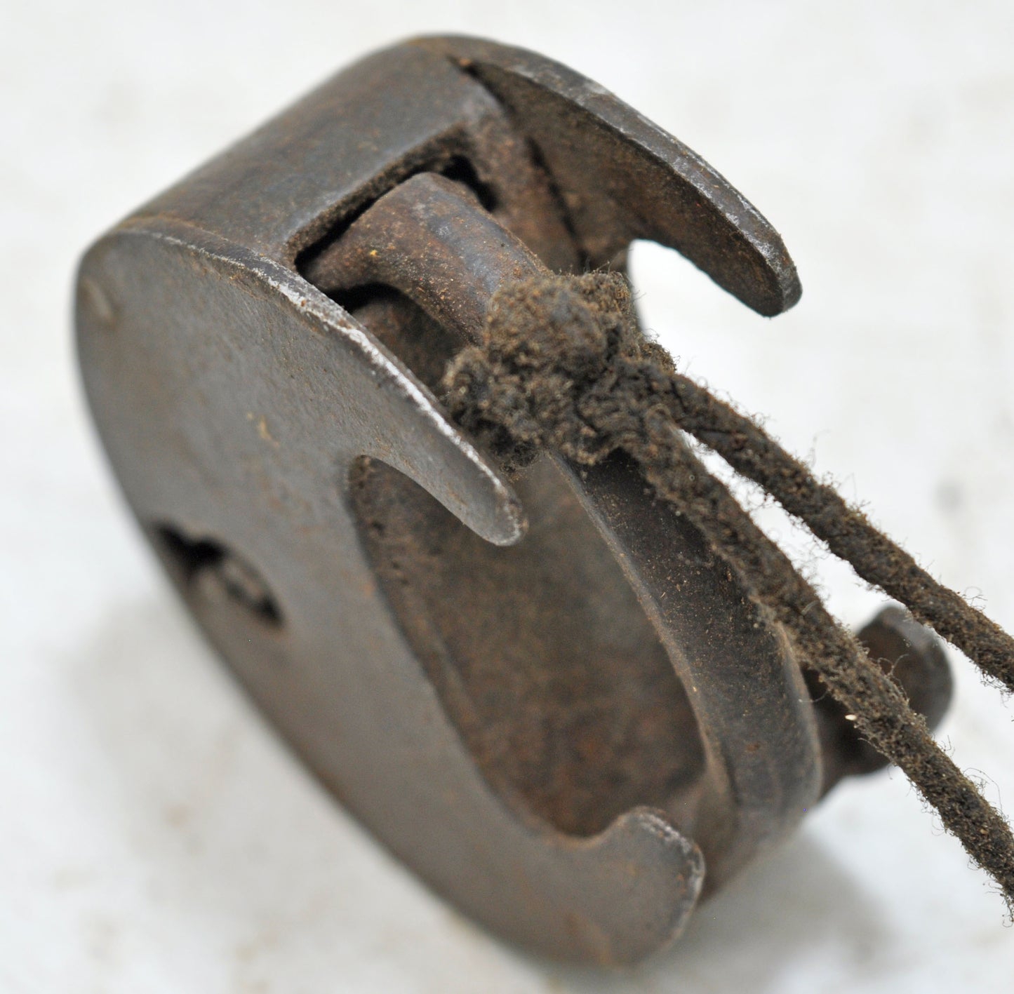 Antique Iron Round Pad Lock with Key Original Old Hand Crafted Engraved Working