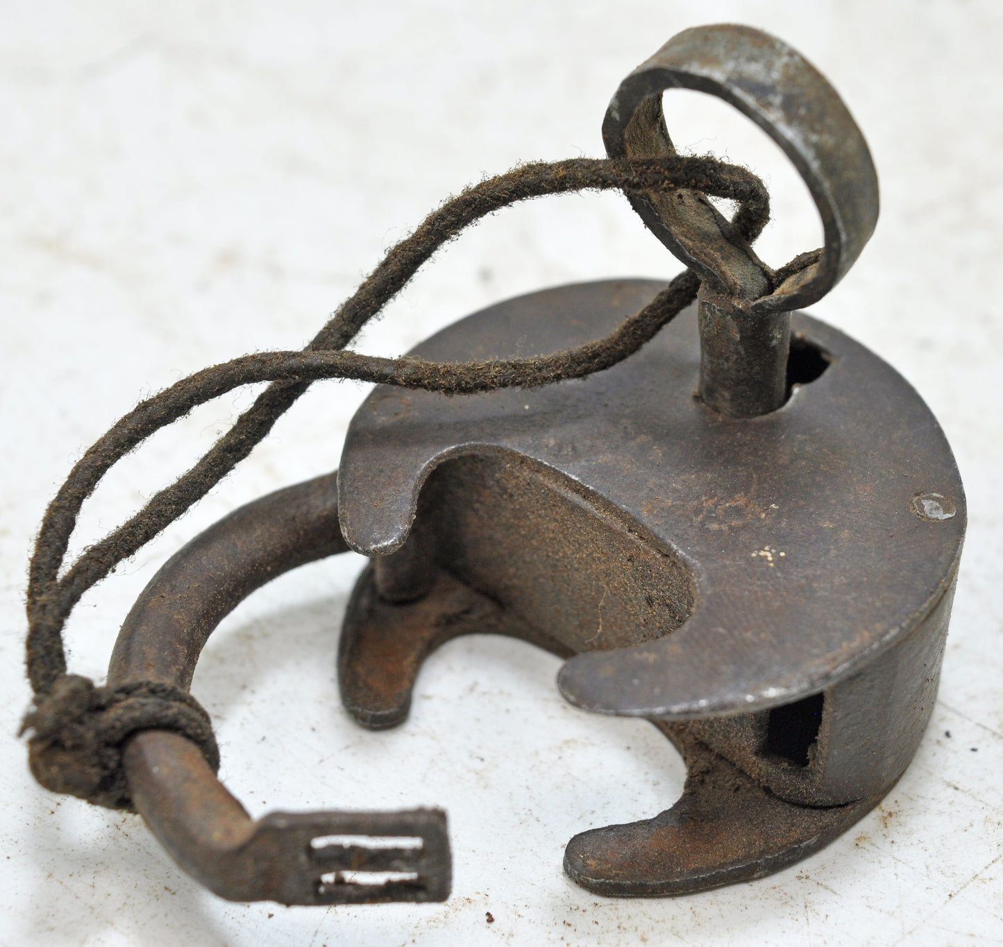 Antique Iron Round Pad Lock with Key Original Old Hand Crafted Engraved Working