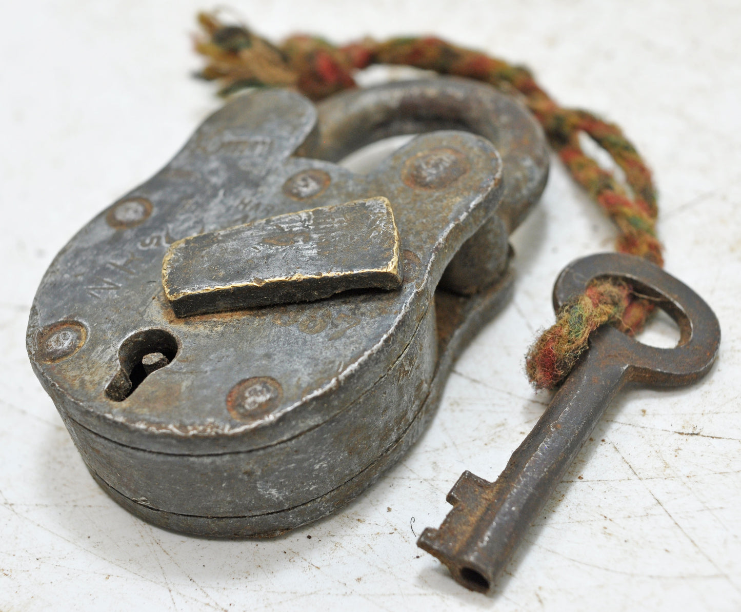 Antique Iron Levers System Pad Lock With Key Original Old Hand Crafted Working