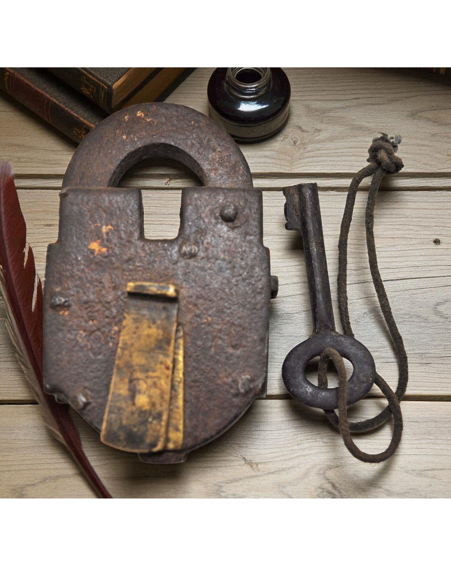 Antique Iron Levers System Pad Lock With Key Original Old Hand Crafted Working