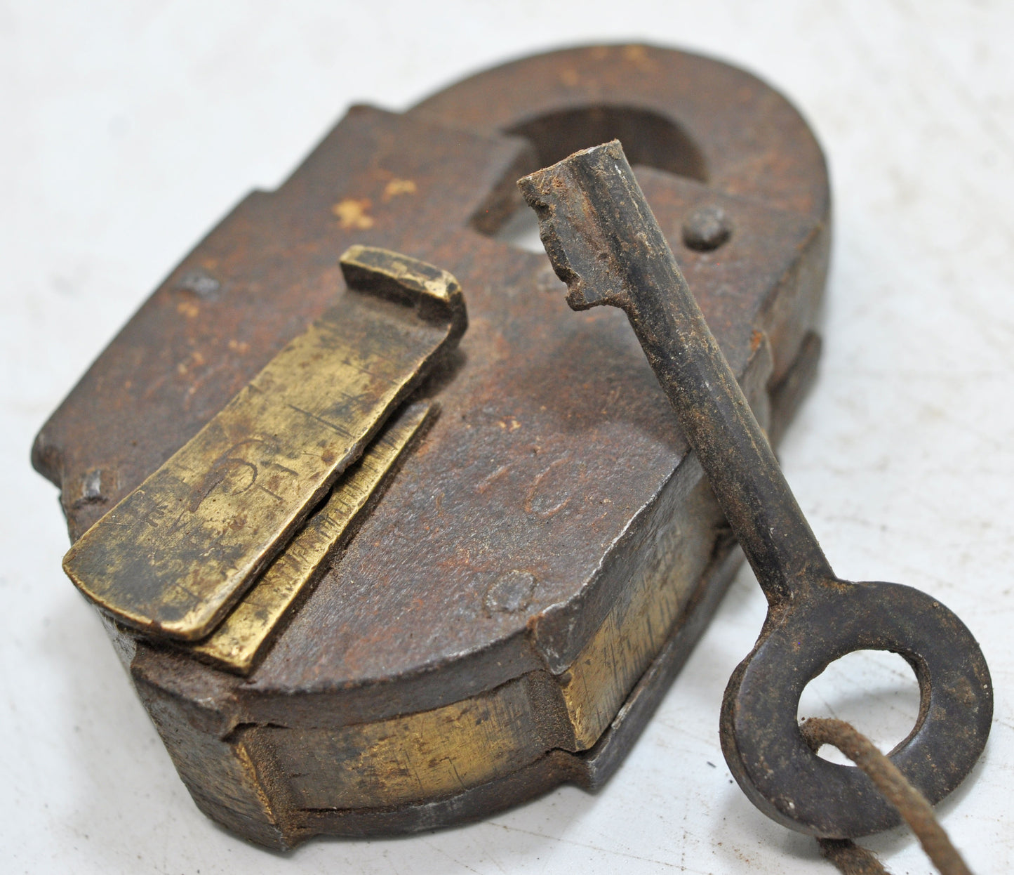 Antique Iron Levers System Pad Lock With Key Original Old Hand Crafted Working
