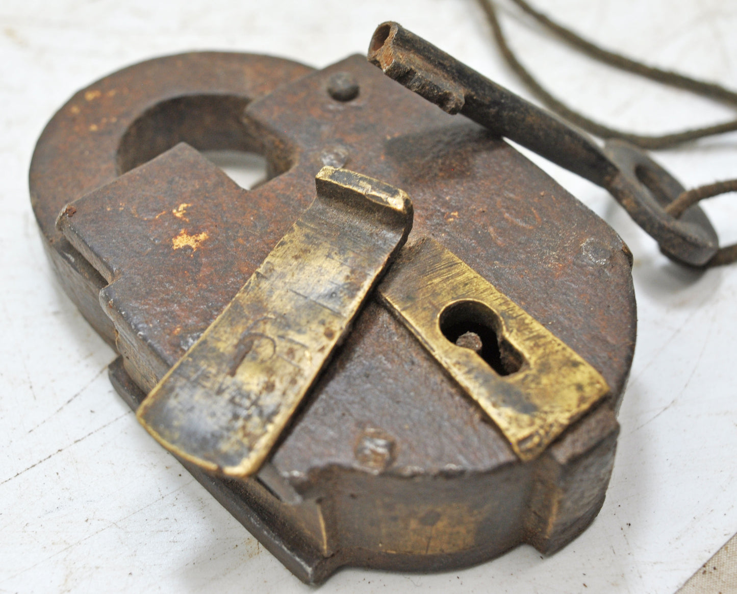 Antique Iron Levers System Pad Lock With Key Original Old Hand Crafted Working