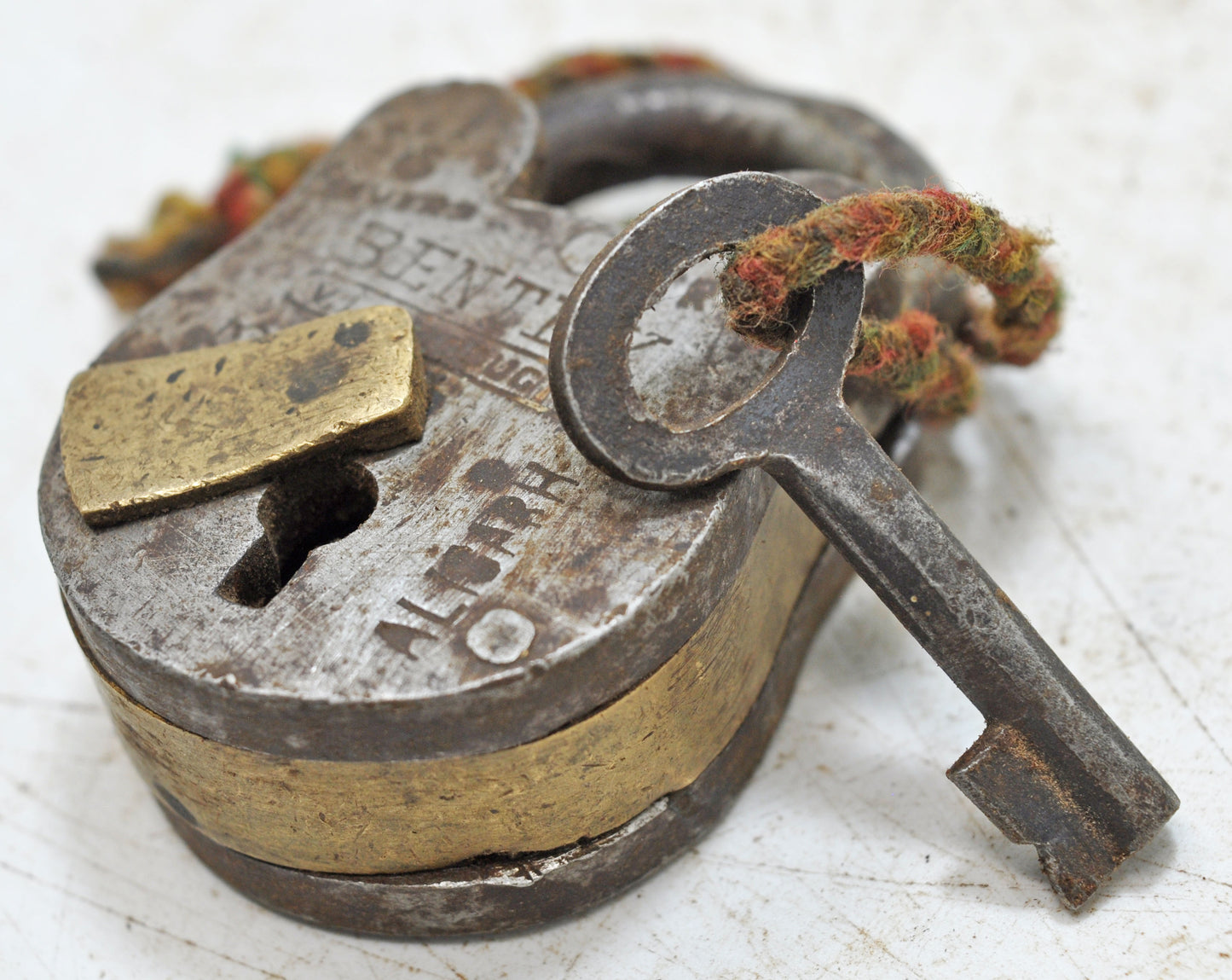 Antique Iron Levers System Pad Lock With Key Original Old Hand Crafted Working