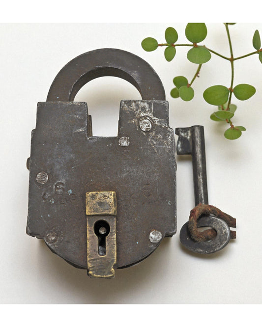 Antique Iron Levers System Pad Lock With Key Original Old Hand Crafted Working
