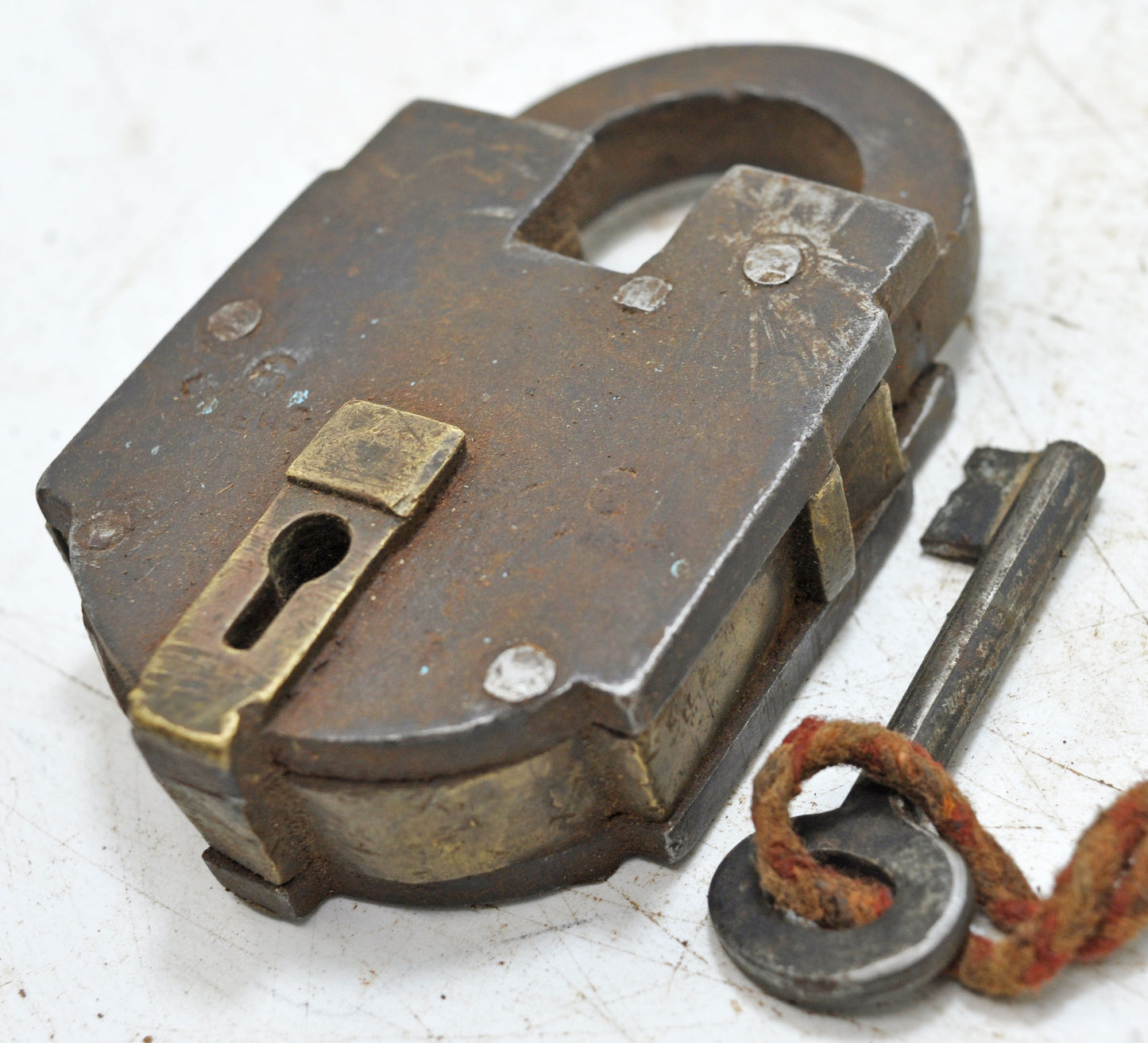 Antique Iron Levers System Pad Lock With Key Original Old Hand Crafted Working