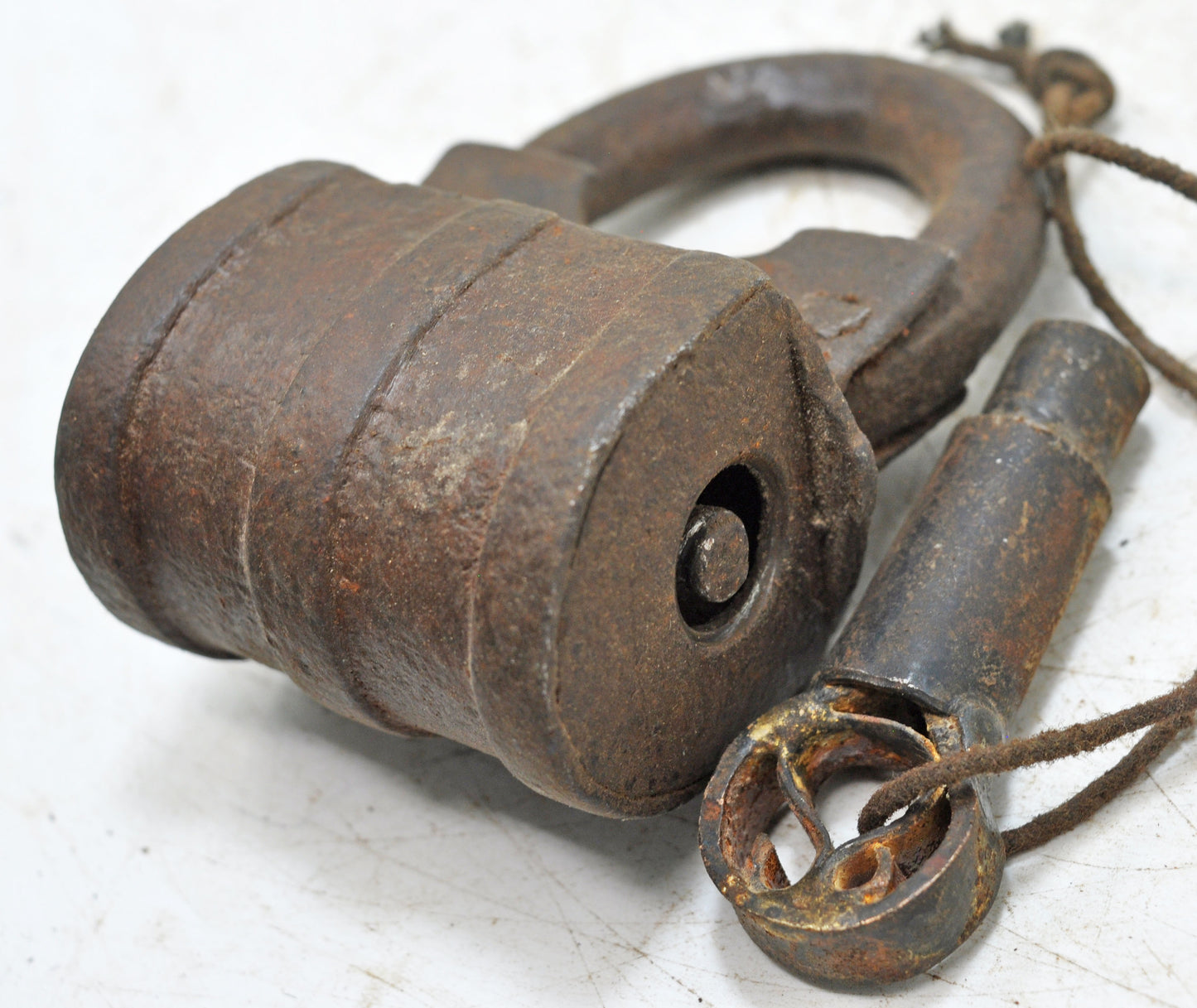 Antique Iron Spring Lever System Pad Lock Original Old Hand Crafted Engraved Working