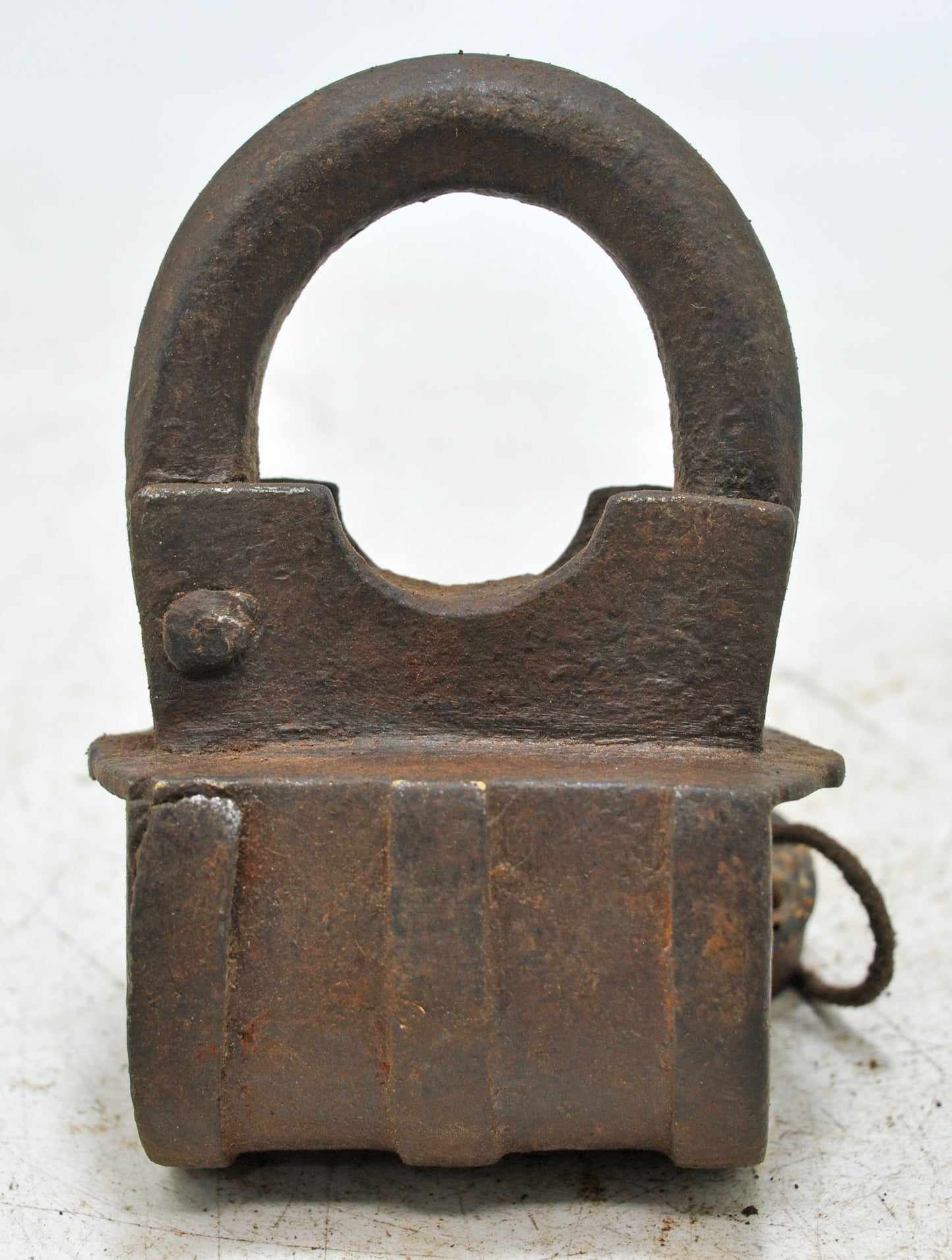 Antique Iron Spring Lever System Pad Lock Original Old Hand Crafted Engraved Working