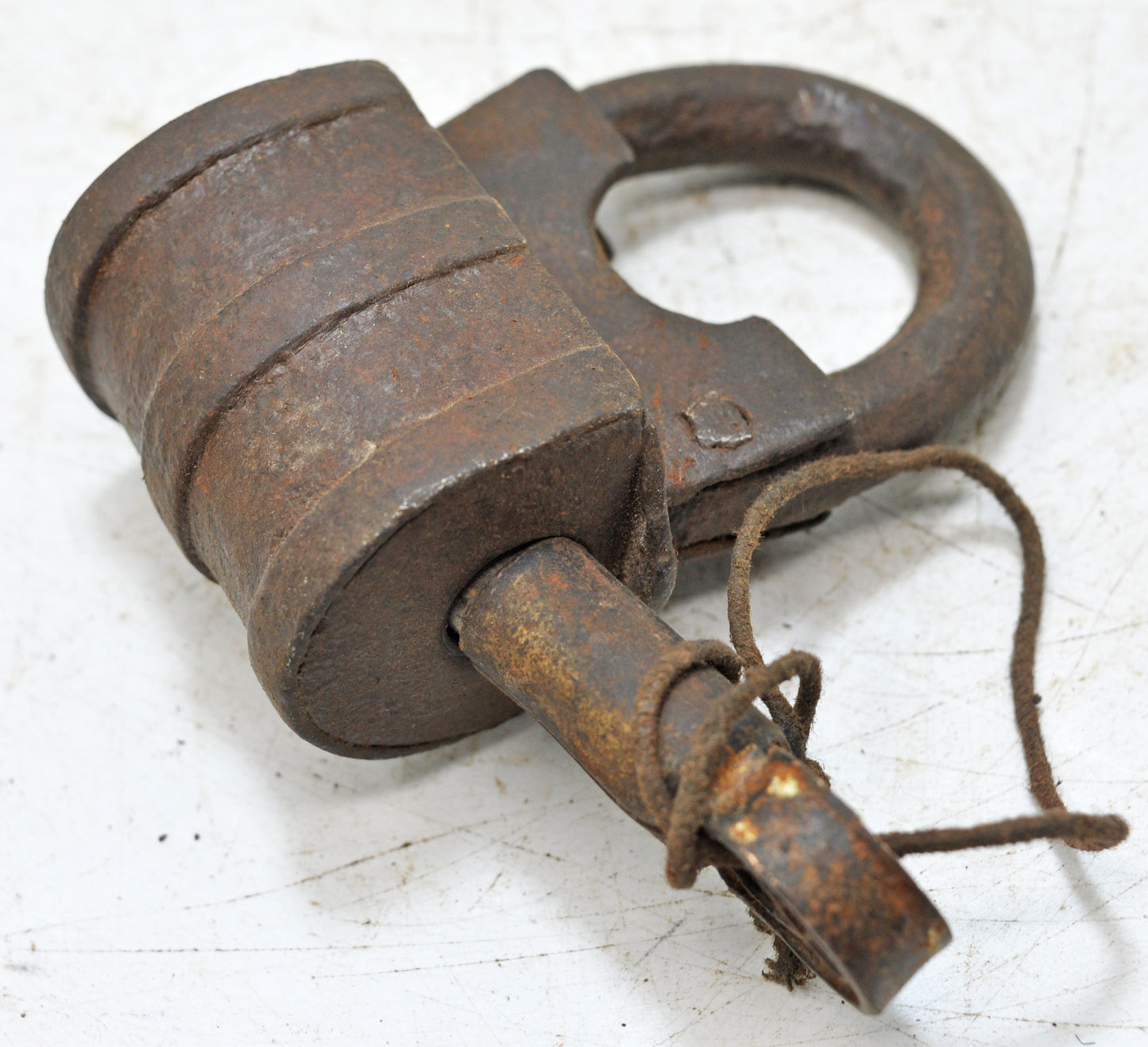 Antique Iron Spring Lever System Pad Lock Original Old Hand Crafted Engraved Working