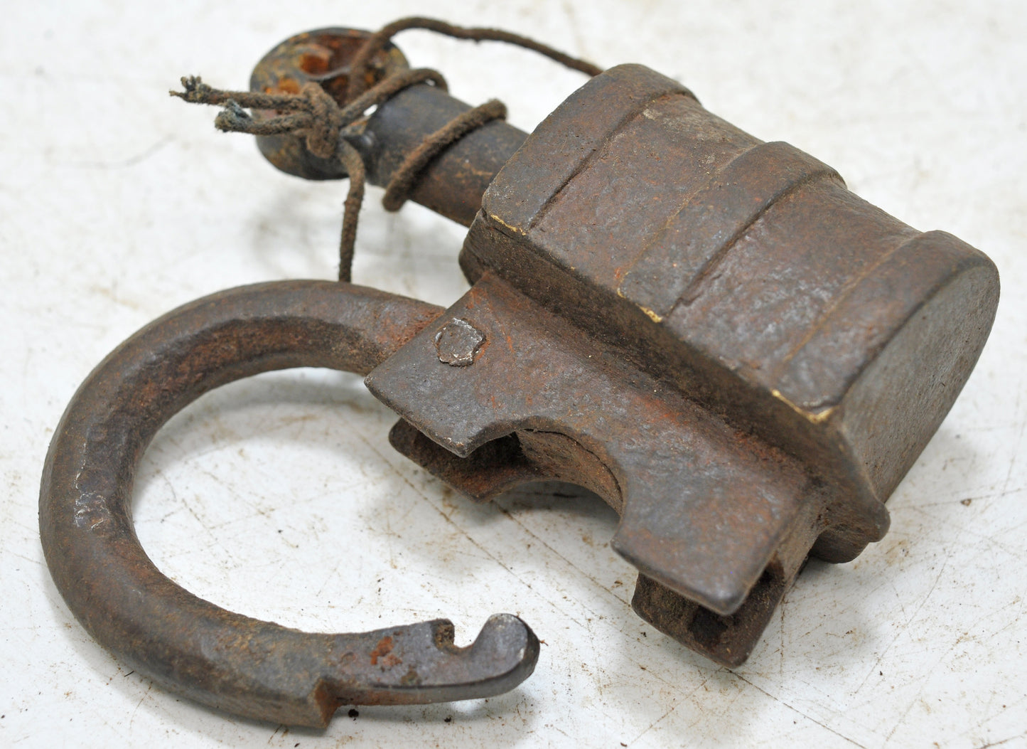 Antique Iron Spring Lever System Pad Lock Original Old Hand Crafted Engraved Working