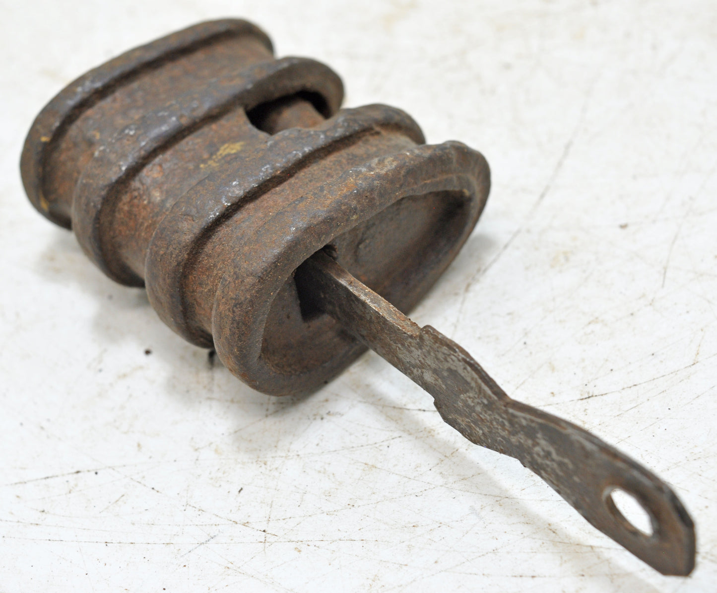Antique Iron Large Strip System Pad Lock Original Old Hand Crafted Engraved Working