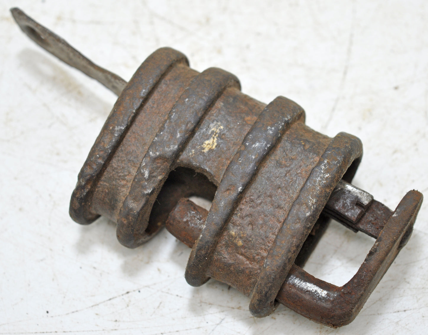 Antique Iron Large Strip System Pad Lock Original Old Hand Crafted Engraved Working