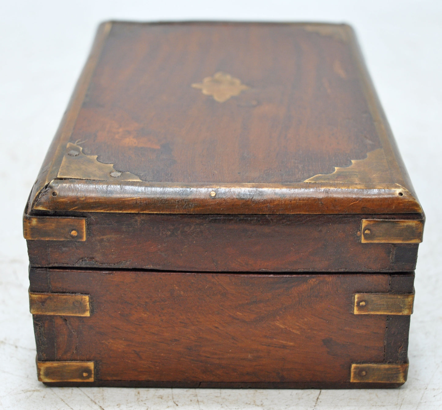 Vintage Wooden Brass Fitted Storage Box Original Old Hand Crafted