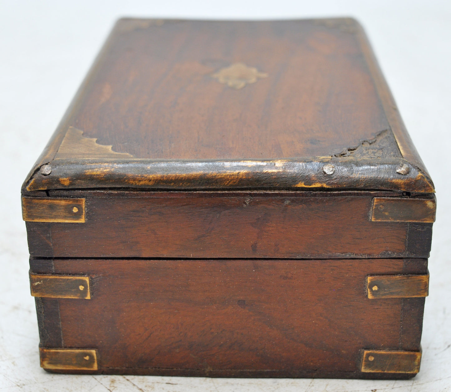 Vintage Wooden Brass Fitted Storage Box Original Old Hand Crafted