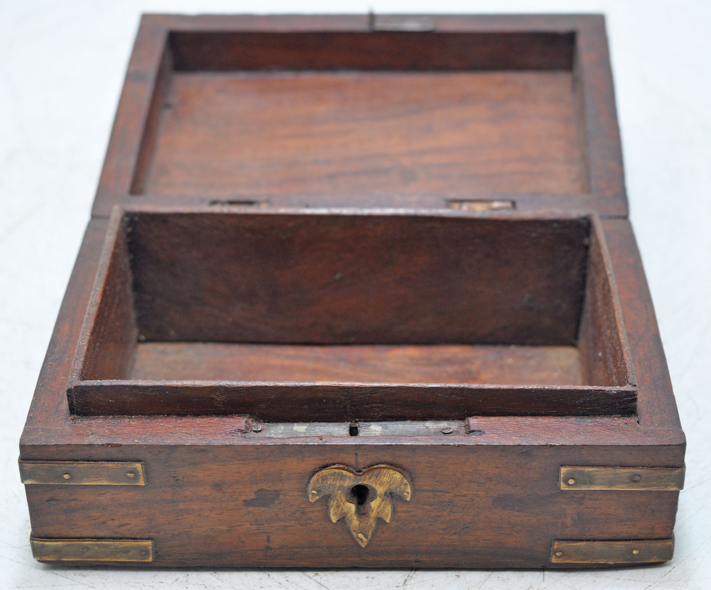 Vintage Wooden Brass Fitted Storage Box Original Old Hand Crafted