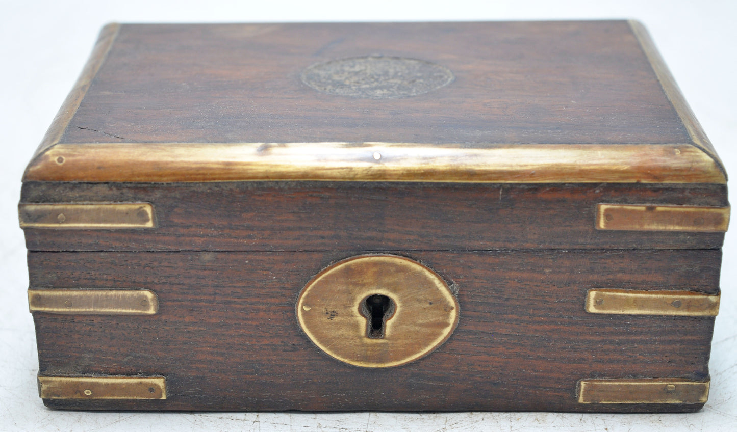 Vintage Wooden Brass Fitted Storage Box Original Old Hand Crafted