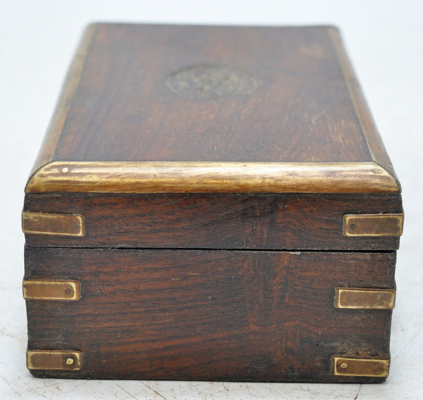 Vintage Wooden Brass Fitted Storage Box Original Old Hand Crafted