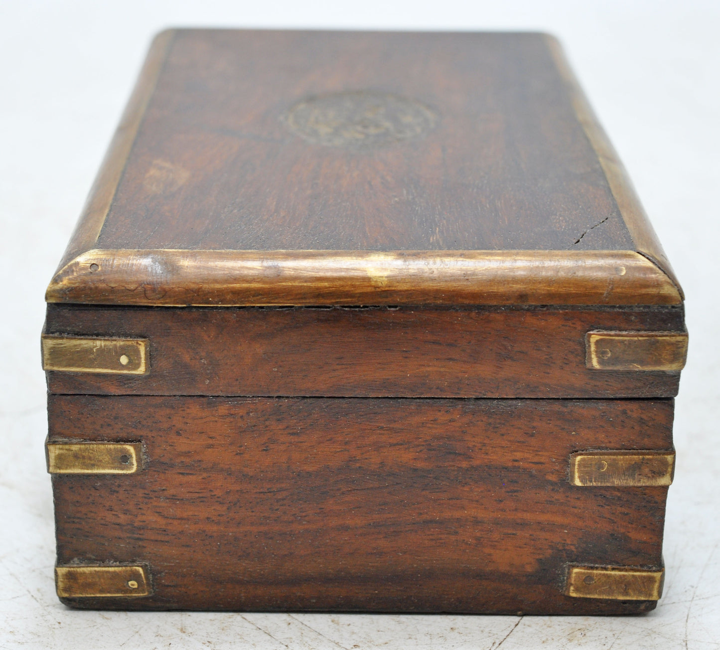 Vintage Wooden Brass Fitted Storage Box Original Old Hand Crafted