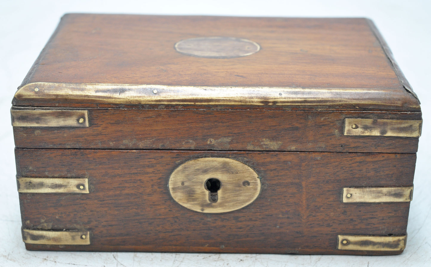 Vintage Wooden Brass Fitted Storage Box Original Old Hand Crafted