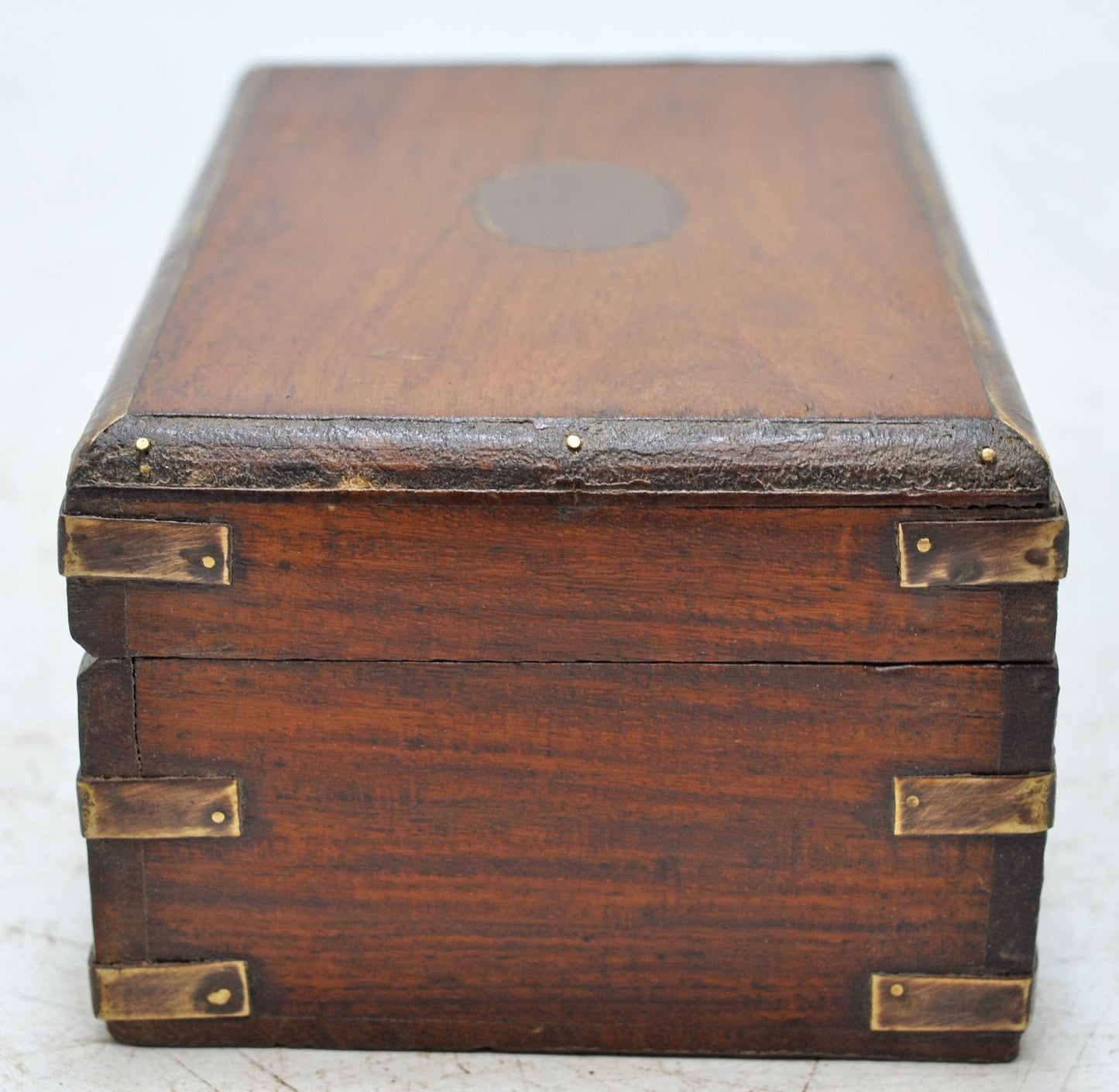 Vintage Wooden Brass Fitted Storage Box Original Old Hand Crafted