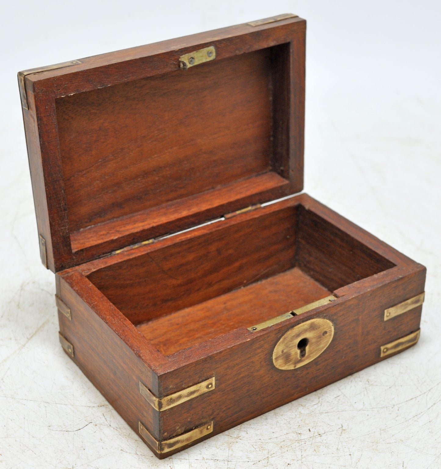 Vintage Wooden Brass Fitted Storage Box Original Old Hand Crafted