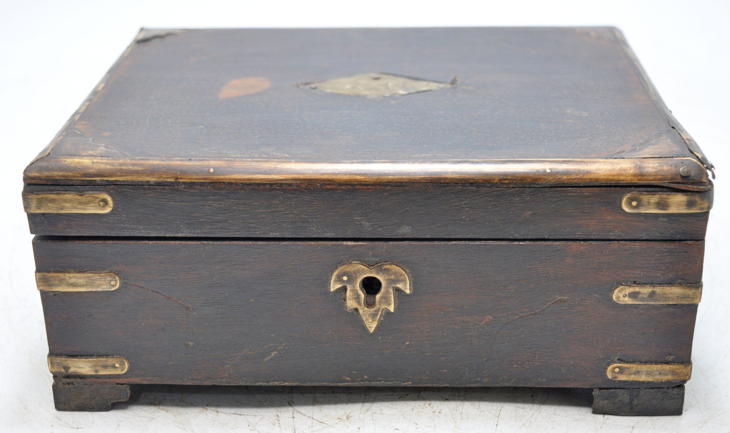 Vintage Wooden Brass Fitted Storage Box Original Old Hand Crafted