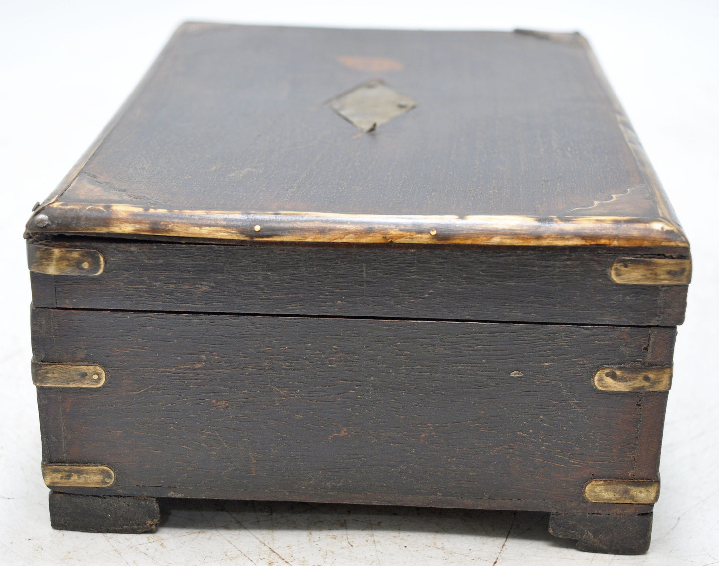 Vintage Wooden Brass Fitted Storage Box Original Old Hand Crafted