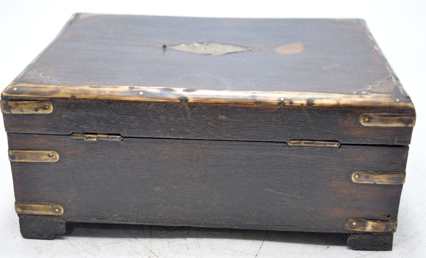 Vintage Wooden Brass Fitted Storage Box Original Old Hand Crafted