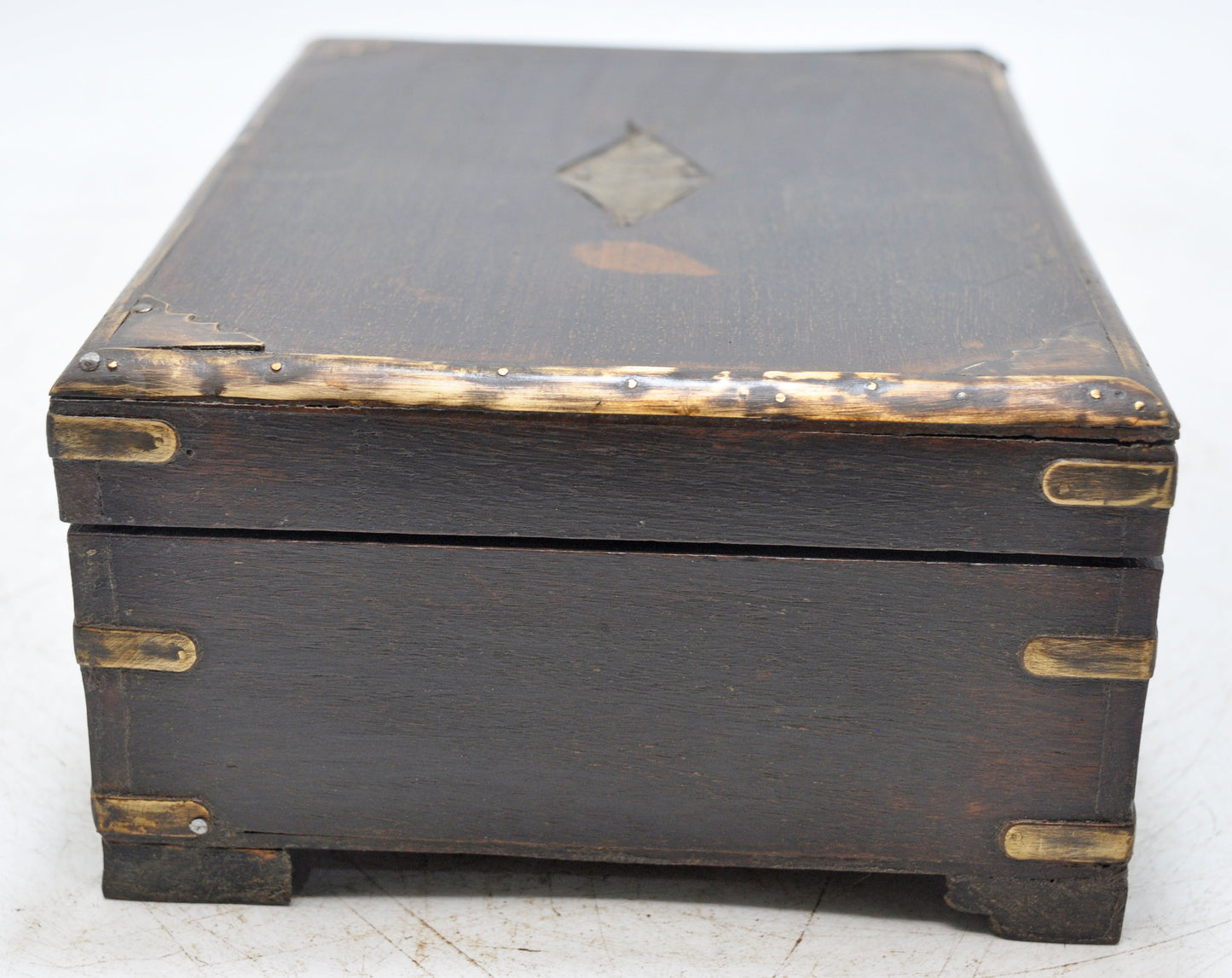 Vintage Wooden Brass Fitted Storage Box Original Old Hand Crafted