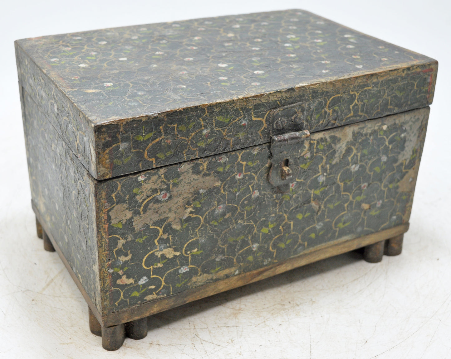 Vintage Wooden Storage Chest Box Original Old Hand Crafted Painted