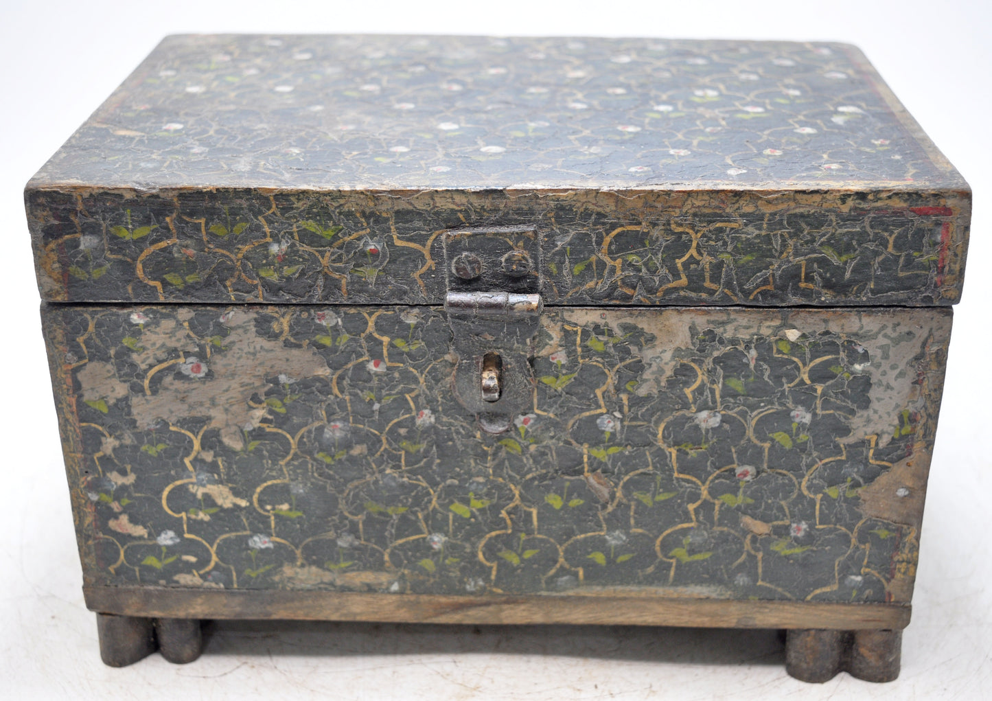 Vintage Wooden Storage Chest Box Original Old Hand Crafted Painted