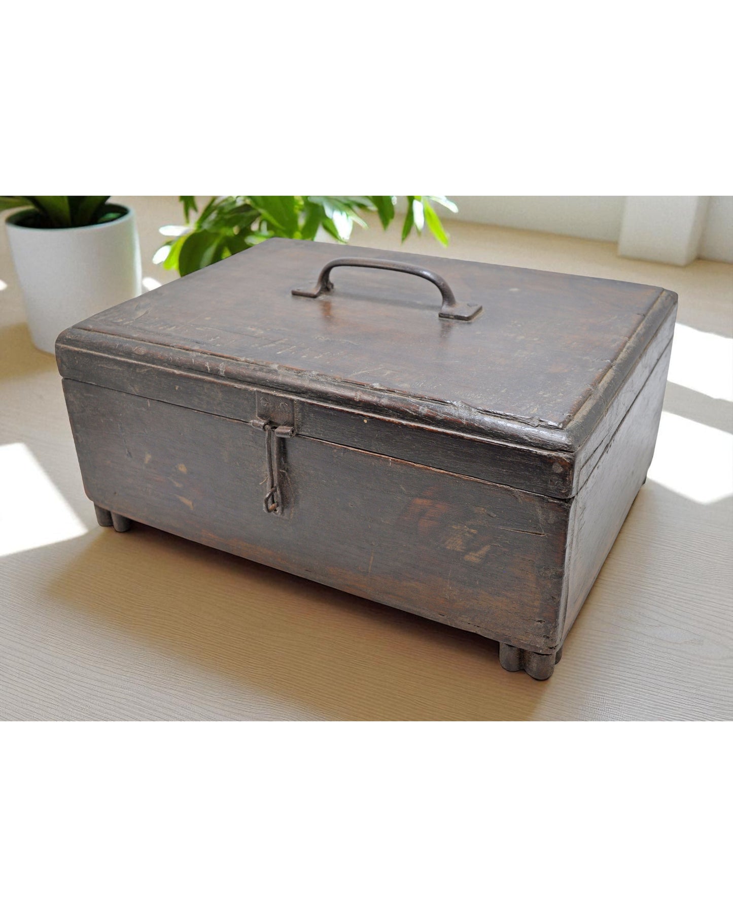 Antique Wooden Large Kitchenware Spice Box Original Old Hand Crafted