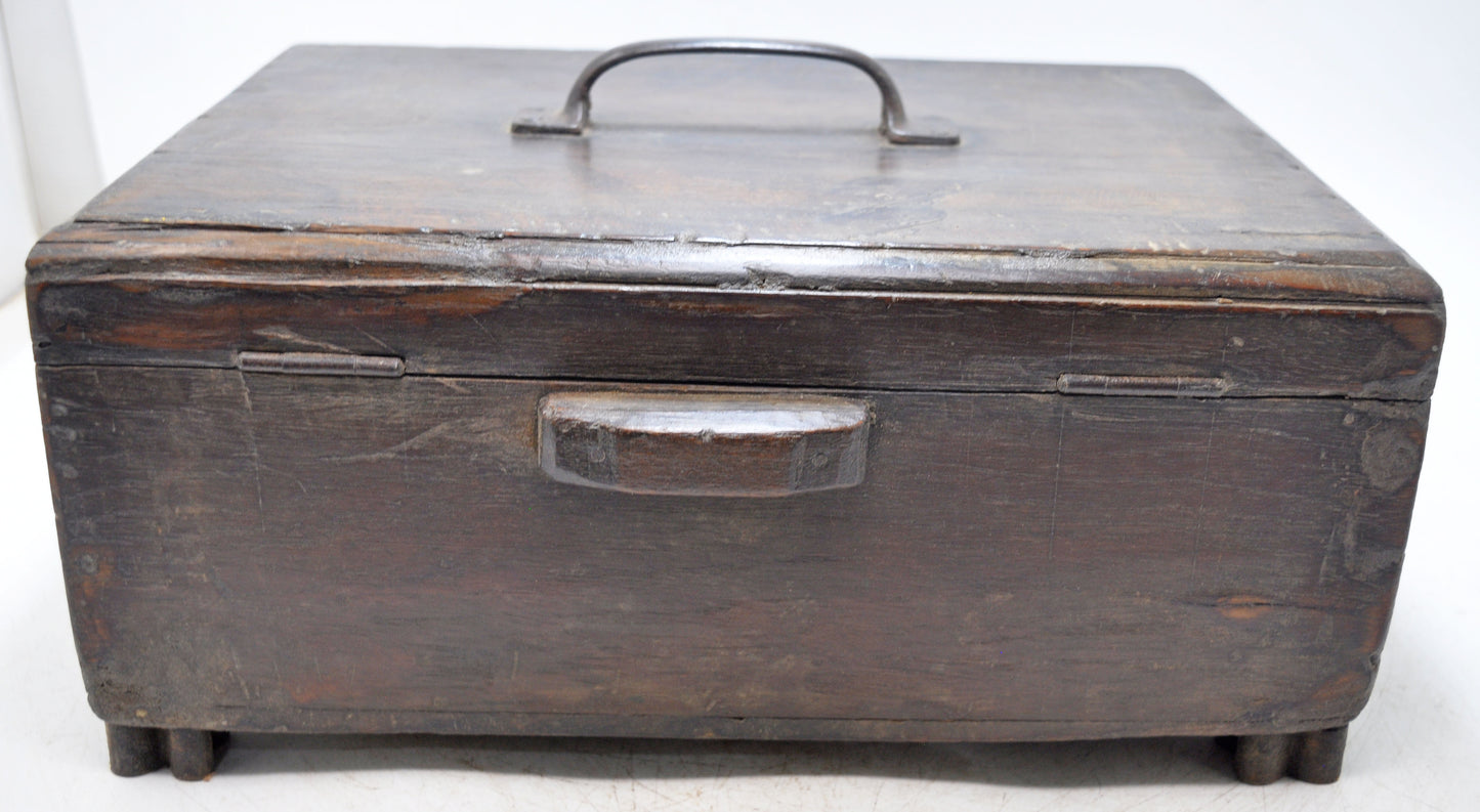 Antique Wooden Large Kitchenware Spice Box Original Old Hand Crafted