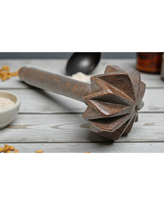 Antique Wooden Kitchenware Churning Stick Original Old Hand Carved