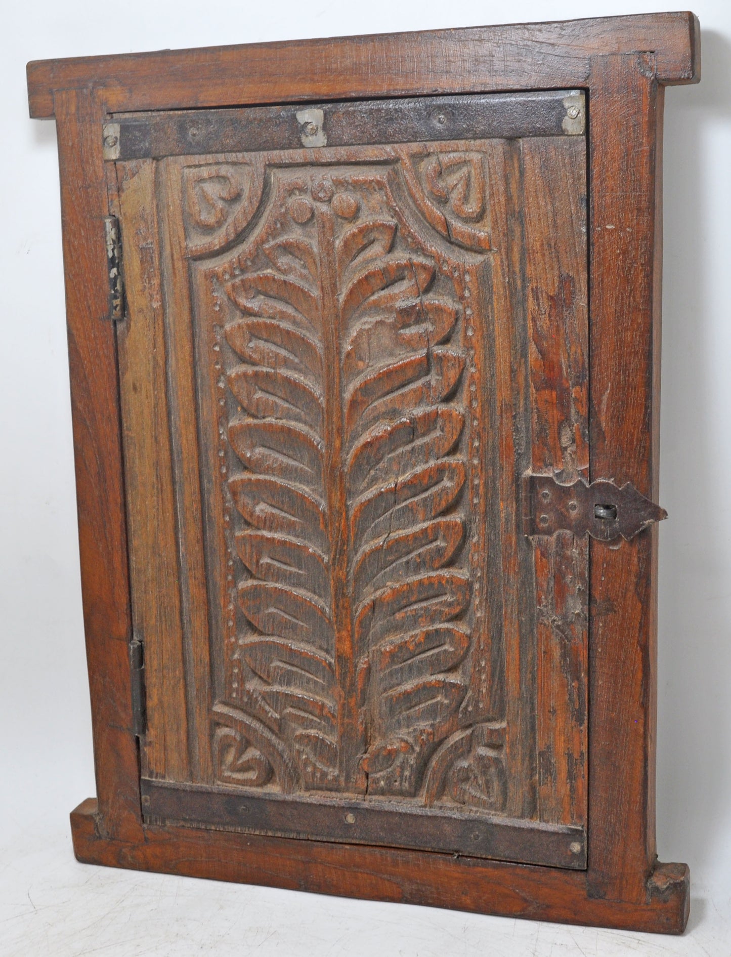 Antique Wooden Wall Décor Window Panel With Frame Original Old Hand Carved