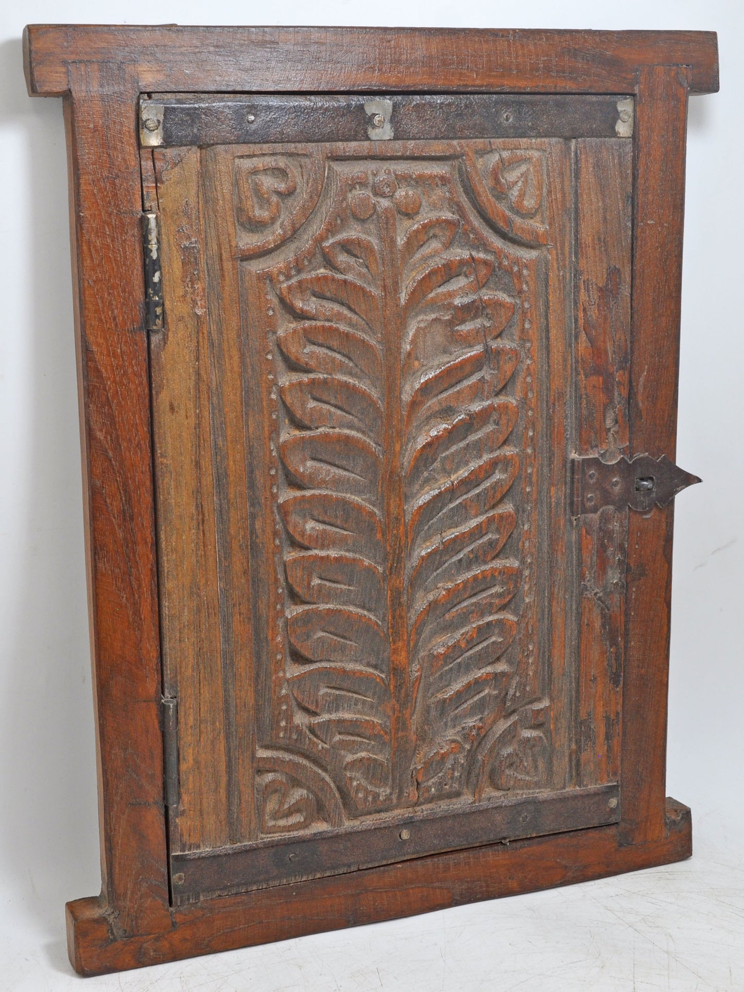 Antique Wooden Wall Décor Window Panel With Frame Original Old Hand Carved